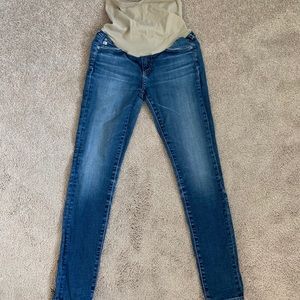 AG skinny maternity jeans, size 26, mid wash